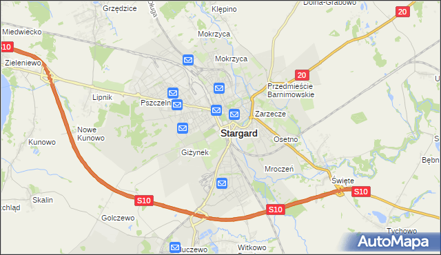 mapa Stargard, Stargard na mapie Targeo