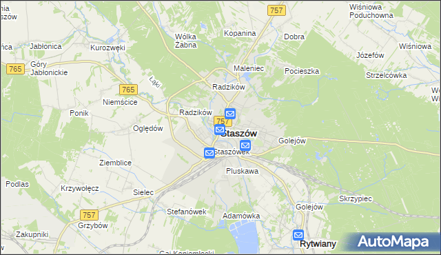 mapa Staszów, Staszów na mapie Targeo
