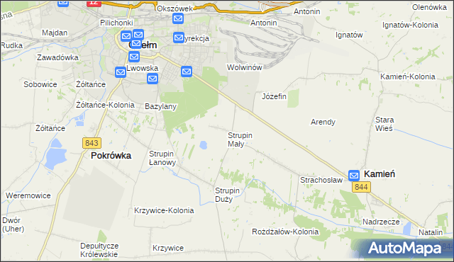 mapa Strupin Mały, Strupin Mały na mapie Targeo