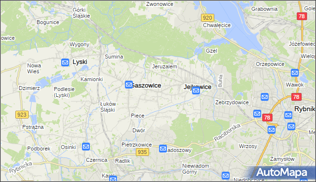 mapa Szczerbice, Szczerbice na mapie Targeo
