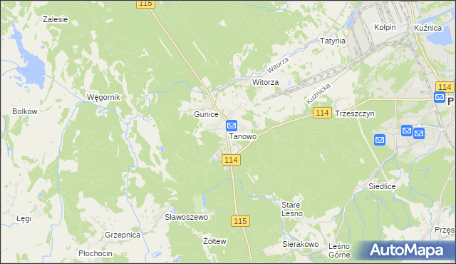 mapa Tanowo, Tanowo na mapie Targeo