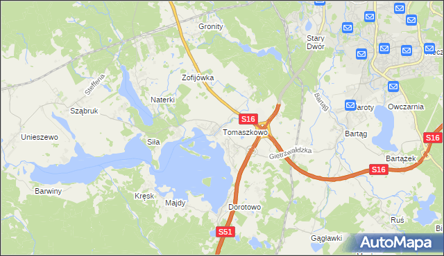 mapa Tomaszkowo, Tomaszkowo na mapie Targeo