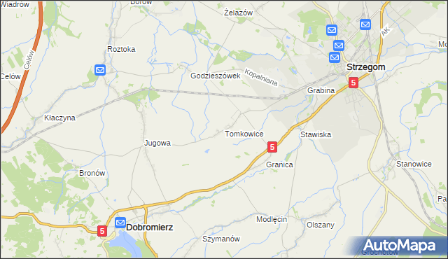 mapa Tomkowice, Tomkowice na mapie Targeo