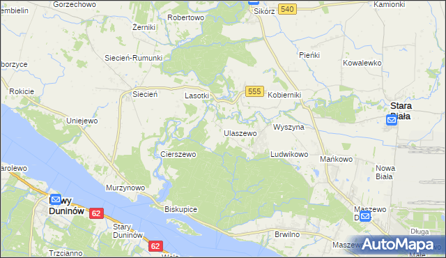 mapa Ulaszewo, Ulaszewo na mapie Targeo