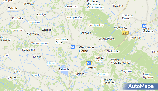 mapa Wadowice Górne, Wadowice Górne na mapie Targeo
