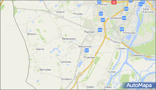 mapa Warzymice, Warzymice na mapie Targeo