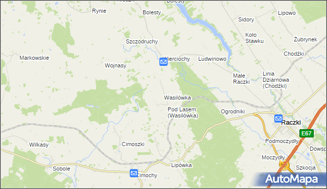 mapa Wasilówka gmina Raczki, Wasilówka gmina Raczki na mapie Targeo