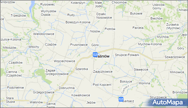 mapa Waśniów, Waśniów na mapie Targeo
