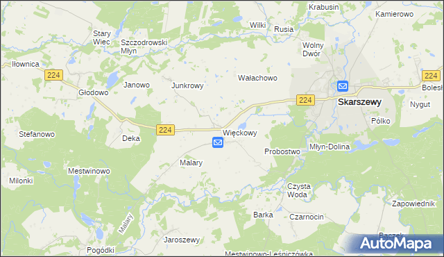 mapa Więckowy, Więckowy na mapie Targeo