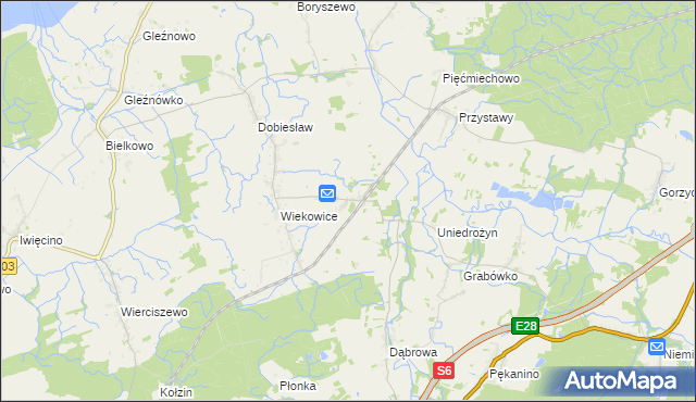 mapa Wiekowo gmina Darłowo, Wiekowo gmina Darłowo na mapie Targeo