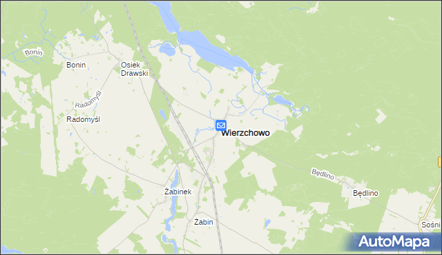 mapa Wierzchowo powiat drawski, Wierzchowo powiat drawski na mapie Targeo
