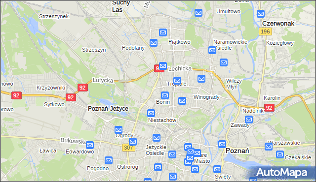 mapa Winiary gmina Poznań, Winiary gmina Poznań na mapie Targeo