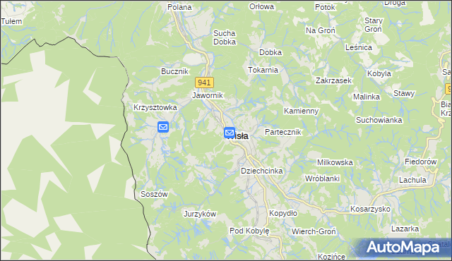 mapa Wisła, Wisła na mapie Targeo