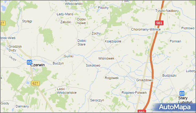 mapa Wiśniówek gmina Czerwin, Wiśniówek gmina Czerwin na mapie Targeo