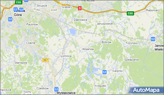 mapa Wojanów, Wojanów na mapie Targeo