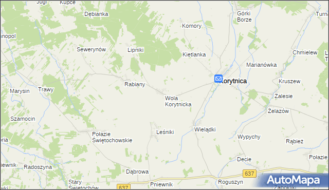 mapa Wola Korytnicka, Wola Korytnicka na mapie Targeo