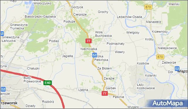 mapa Wólka Pełkińska, Wólka Pełkińska na mapie Targeo