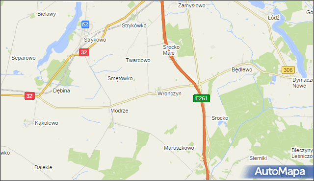 mapa Wronczyn gmina Stęszew, Wronczyn gmina Stęszew na mapie Targeo