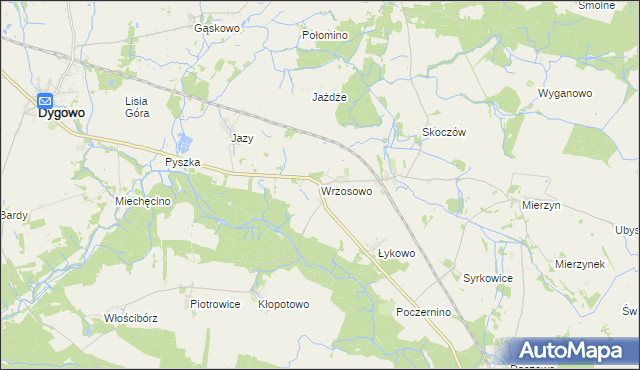 mapa Wrzosowo gmina Dygowo, Wrzosowo gmina Dygowo na mapie Targeo