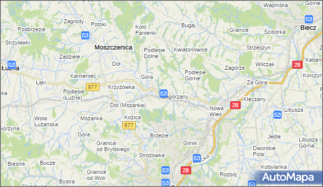 mapa Zagórzany gmina Gorlice, Zagórzany gmina Gorlice na mapie Targeo