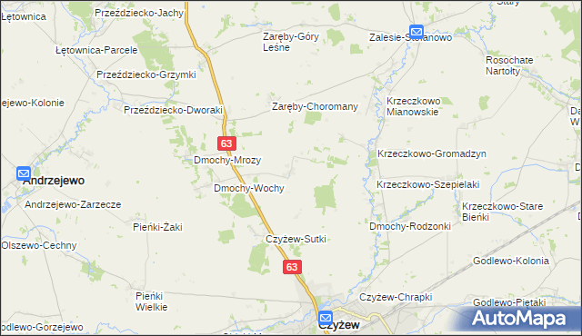 mapa Zaręby-Bindugi, Zaręby-Bindugi na mapie Targeo