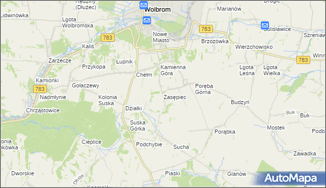 mapa Zasępiec, Zasępiec na mapie Targeo