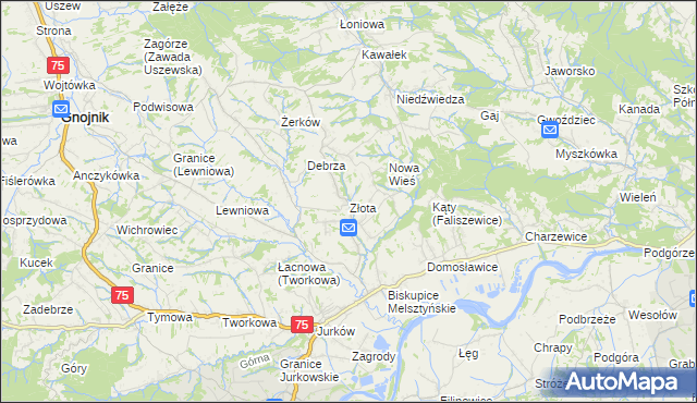 mapa Złota gmina Czchów, Złota gmina Czchów na mapie Targeo