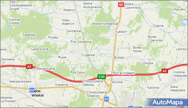 mapa Żuków gmina Mińsk Mazowiecki, Żuków gmina Mińsk Mazowiecki na mapie Targeo