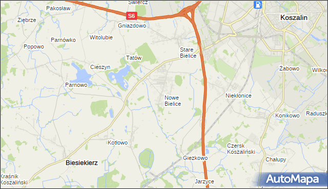 mapa Nowe Bielice, Nowe Bielice na mapie Targeo
