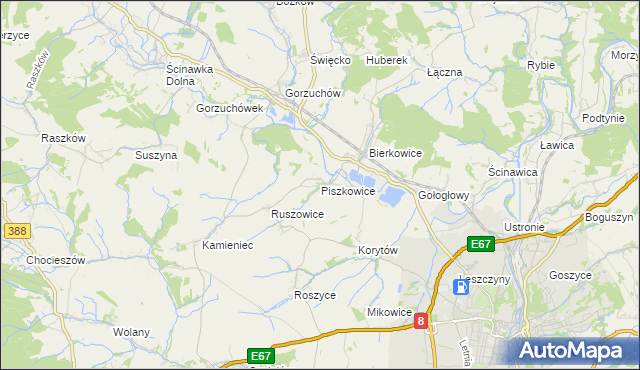 mapa Piszkowice, Piszkowice na mapie Targeo