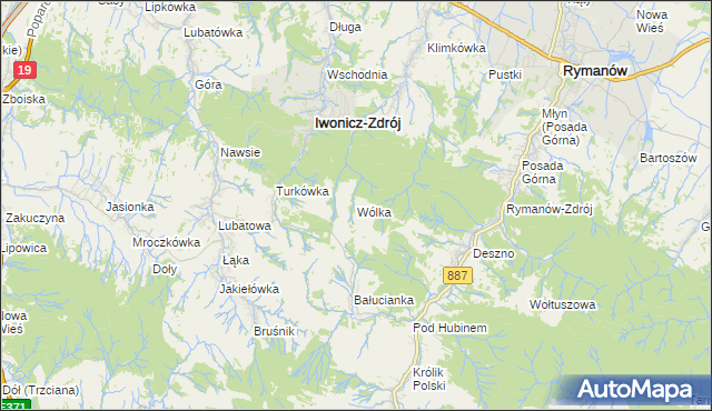 mapa Wólka gmina Rymanów, Wólka gmina Rymanów na mapie Targeo