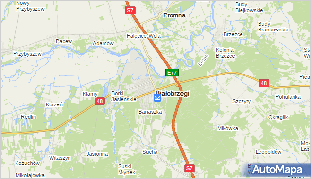 mapa Białobrzegi, Białobrzegi na mapie Targeo