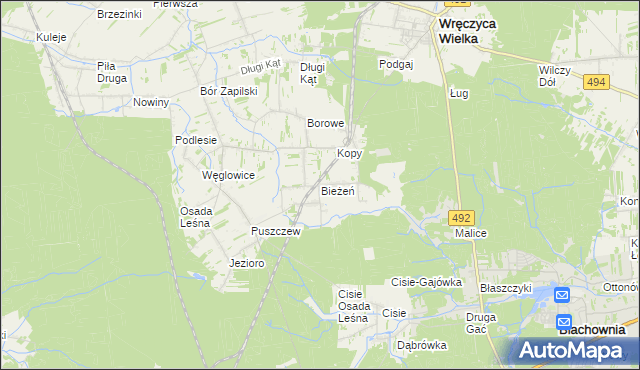 mapa Bieżeń, Bieżeń na mapie Targeo