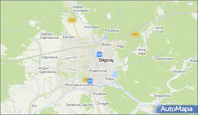 mapa Biłgoraj, Biłgoraj na mapie Targeo