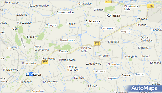 mapa Biórków Mały, Biórków Mały na mapie Targeo
