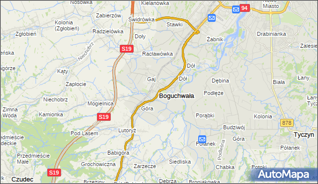 mapa Boguchwała powiat rzeszowski, Boguchwała powiat rzeszowski na mapie Targeo