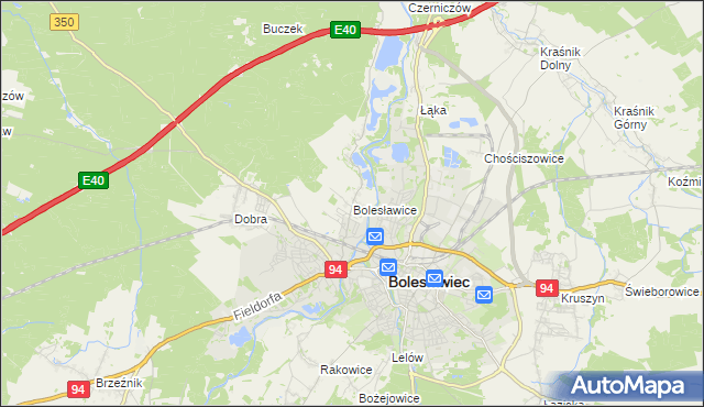 mapa Bolesławice gmina Bolesławiec, Bolesławice gmina Bolesławiec na mapie Targeo