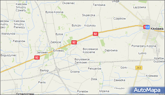 mapa Borysławice Kościelne, Borysławice Kościelne na mapie Targeo