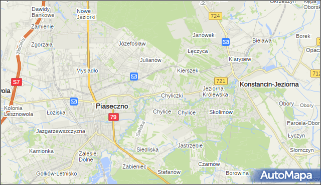 mapa Chyliczki gmina Piaseczno, Chyliczki gmina Piaseczno na mapie Targeo