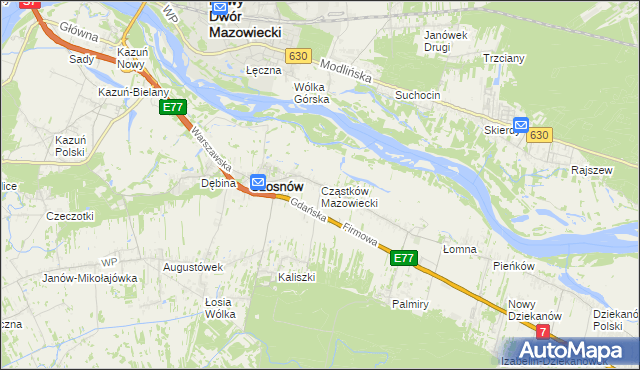 mapa Cząstków Mazowiecki, Cząstków Mazowiecki na mapie Targeo