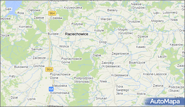 mapa Dąbie gmina Raciechowice, Dąbie gmina Raciechowice na mapie Targeo