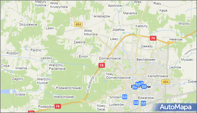 mapa Domiechowice, Domiechowice na mapie Targeo