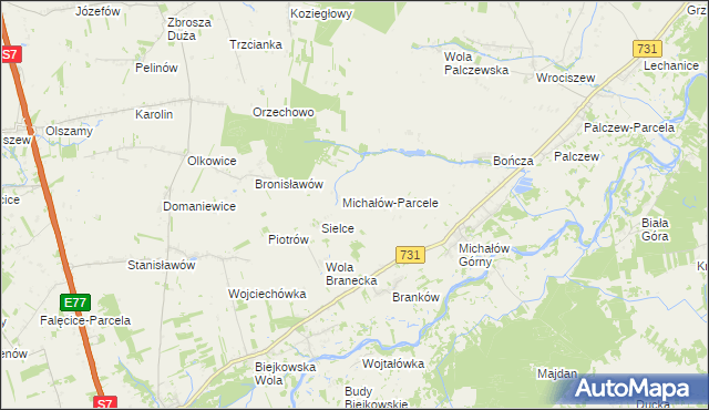 mapa Gajówka Michałów gmina Warka, Gajówka Michałów gmina Warka na mapie Targeo