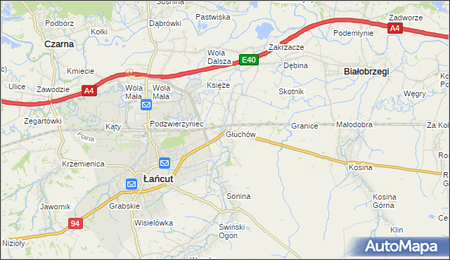 mapa Głuchów gmina Łańcut, Głuchów gmina Łańcut na mapie Targeo