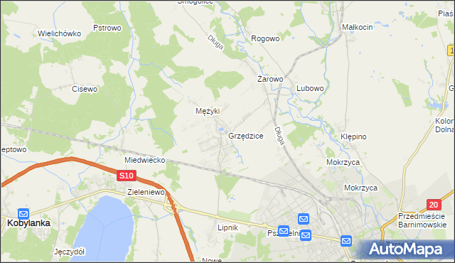 mapa Grzędzice, Grzędzice na mapie Targeo