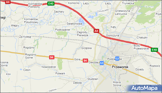 mapa Grzęska, Grzęska na mapie Targeo