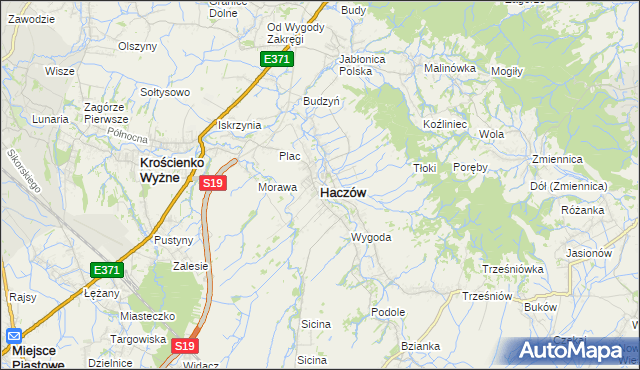 mapa Haczów, Haczów na mapie Targeo