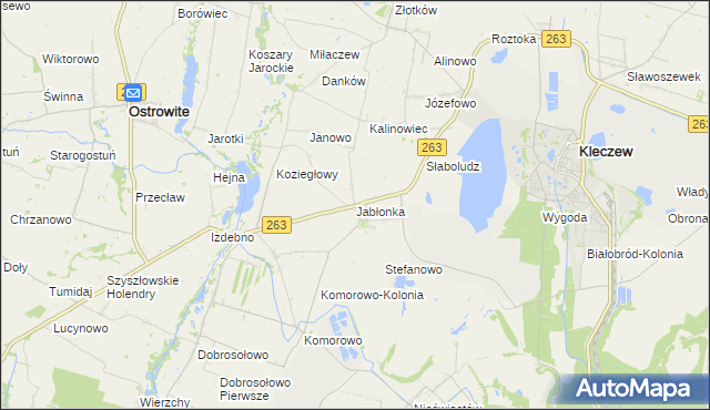 mapa Jabłonka gmina Kleczew, Jabłonka gmina Kleczew na mapie Targeo