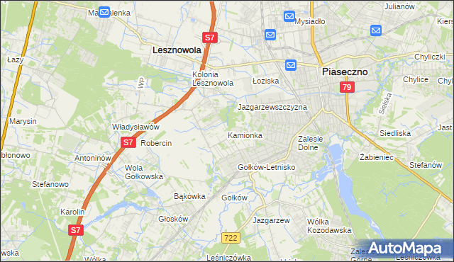 mapa Kamionka gmina Piaseczno, Kamionka gmina Piaseczno na mapie Targeo