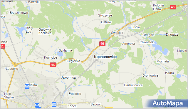 mapa Kochanowice, Kochanowice na mapie Targeo